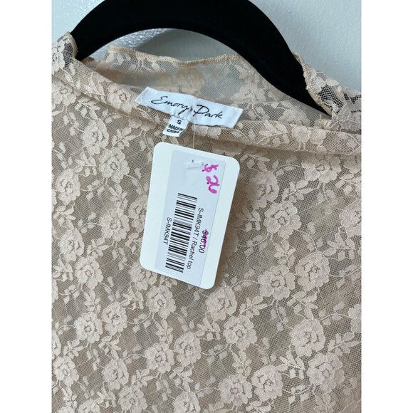 Emory Park‎ Women's high neck lace top in taupe Size Small NWT - Picture 3 of 10